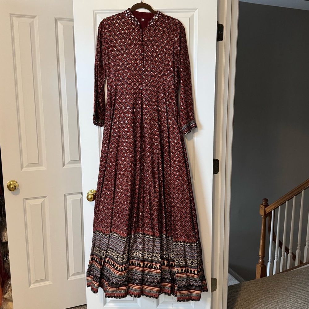 Indian Red and Black Anarkali Gown